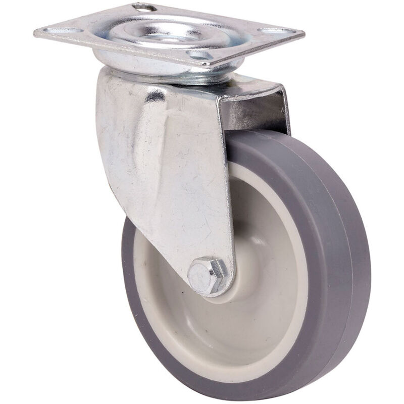 Rueda giratora placa 401-060-1 poliamix-goma gris eje liso - Ruedas Alex