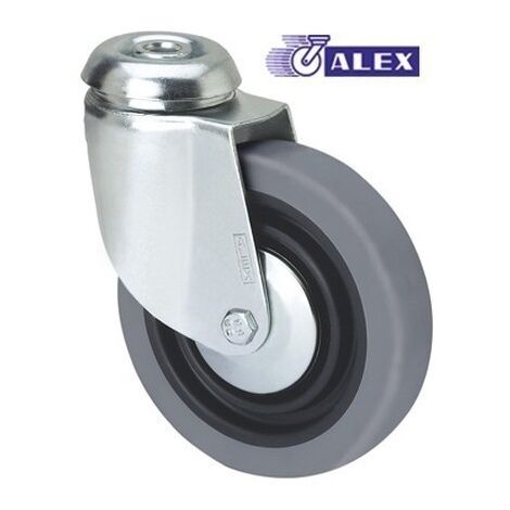 Rueda Giratoria 080Mm 1-0179 Ag/Pas 060Kg.Liso Gom N/G Bh Pgi Alex