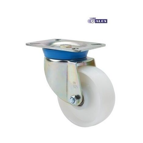 Rueda Giratoria 100Mm 2-0020 Pl.106X086 300Kg-Liso Nylon Bl Tv Tn Al
