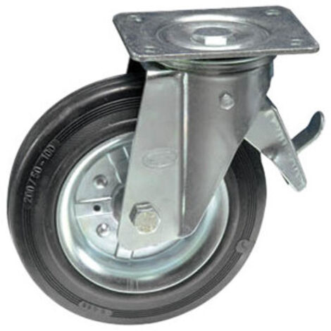 Rueda giratoria Ø 200 mm con horquilla y freno – A.350/FR – bloqueo estable – Universal