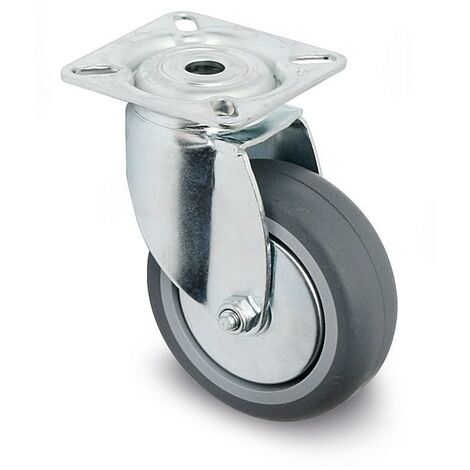 rueda giratoria agila aro de goma ø75 plástico zincado aro de goma pjh, antihuella y antihilo metal.