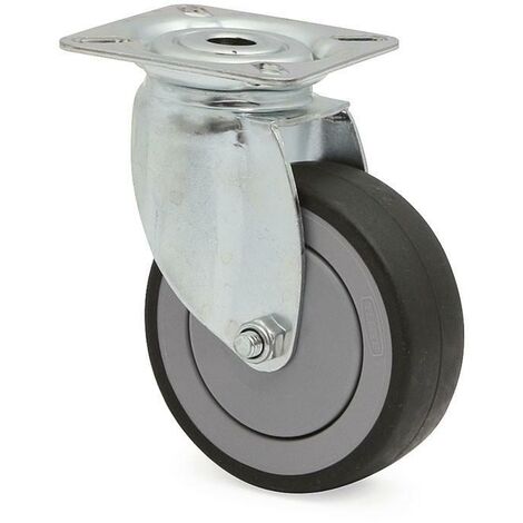 rueda giratoria agila+ aro de goma ø75 plástico zincado aro de goma polipropileno, antihuella y antihilo.