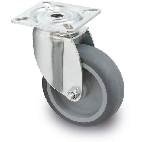 RUEDA GIRATORIA AGILA ARO DE GOMA Ø75 PLÁSTICO ZINCADO DOBLE HILERA DE BOLAS. SIN ANTHILO.