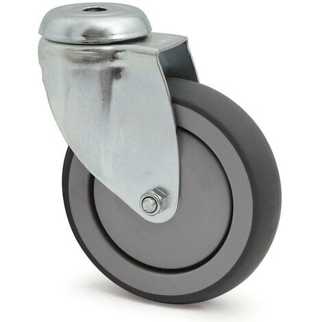 rueda giratoria agila aro de goma d125 tp zincado aro de goma polipropileno, antihuella y antihilo.