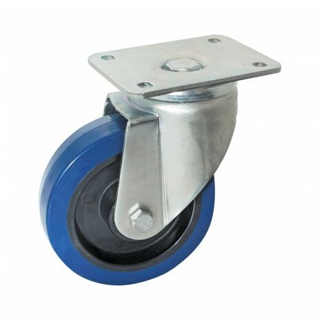 Rueda giratoria AVL - con placa - caucho azul - Ø100 - 527832O