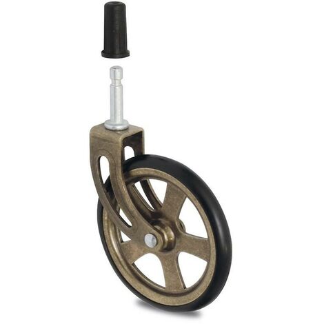 rueda giratoria camarena aro de goma d105 ec bronce max.30kg. con fijacion espiga. h123.