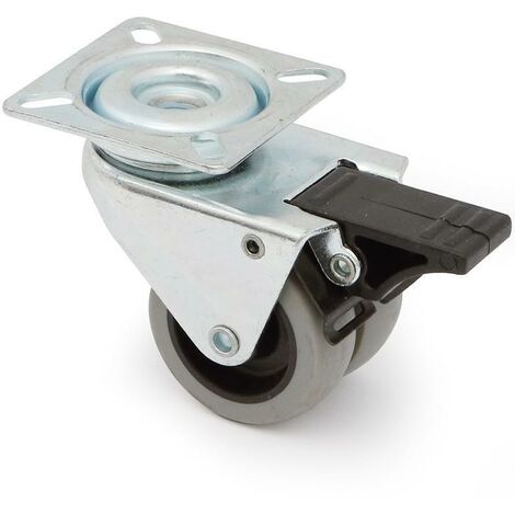 rueda giratoria celia aro doble goma ø50 plástico con freno capacidad carga 60kgs.