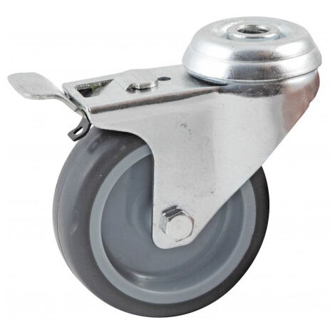 Rueda giratoria con agujero central y freno AVL - rueda de goma Ø 50 mm - agujero liso - carga 50 kg - 552950L