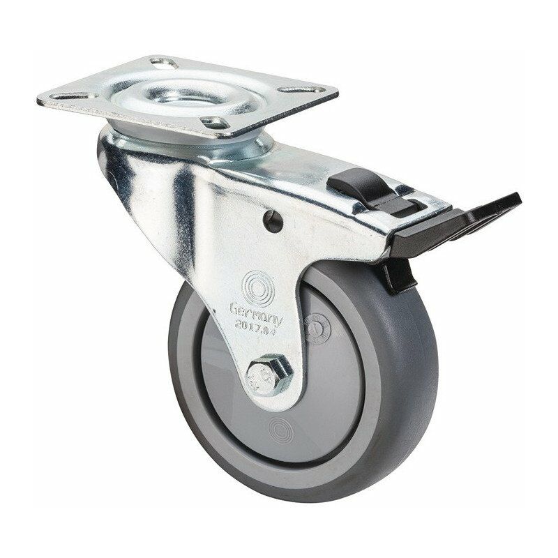 

Rueda giratoria con diámetro fijo 50mm, carga 50kg, con plato, esférica, goma, gris BS ROLLEN