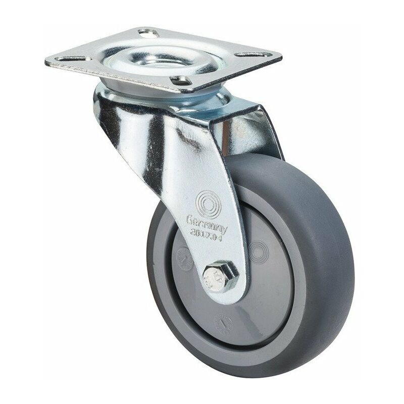 

Rueda giratoria D.50mm, carga 50kg con placa de goma gris