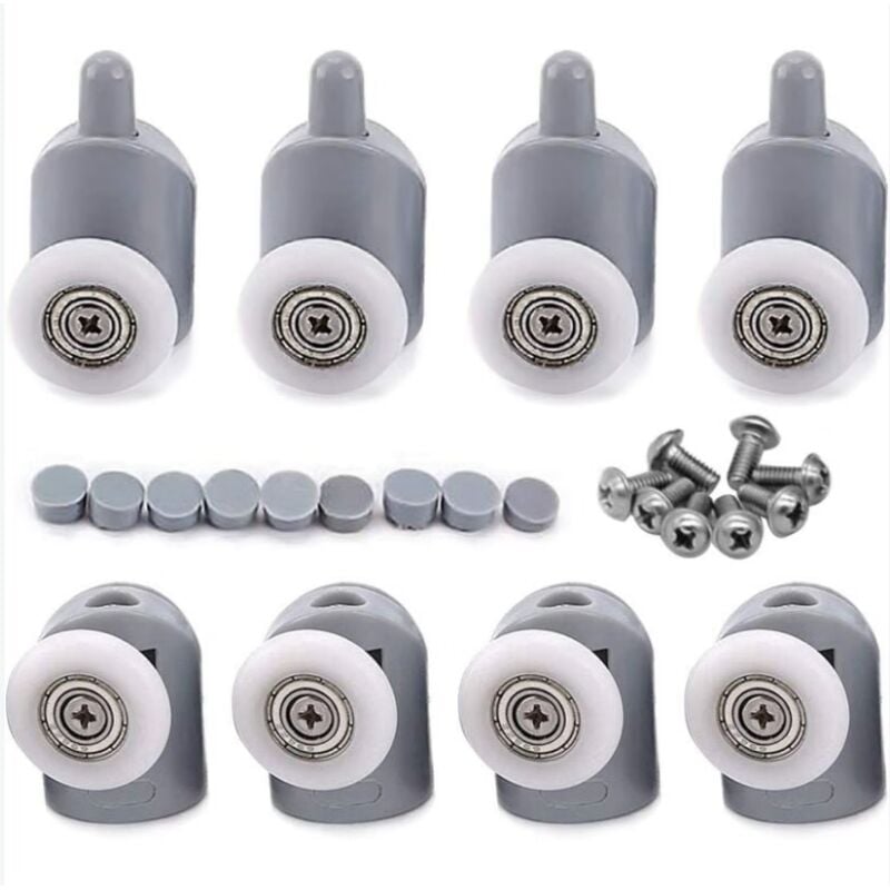 Rueda giratoria de 8 piezas de 23 mm para puerta de ducha, ruedas de puerta corredera de baño