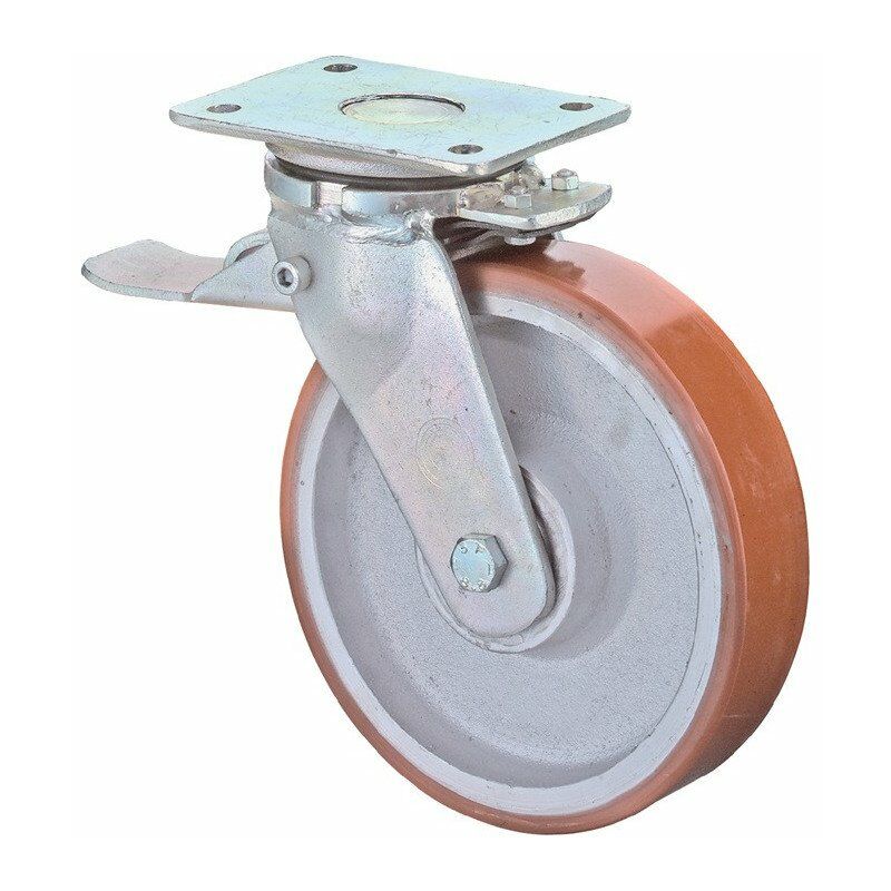 

Rueda giratoria de alta resistencia D.200mm, capacidad de carga 1400kg con PU fundido fijo 200x160mm BS ROLLEN