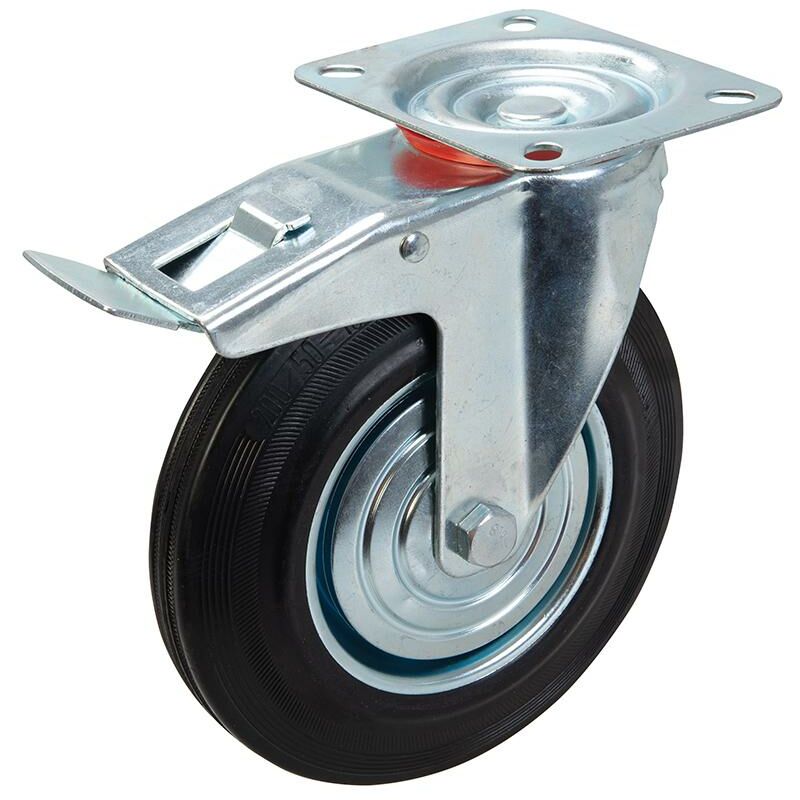 Fixman - Rueda giratoria de goma para trabajos pesados 200 mm, 200 kg