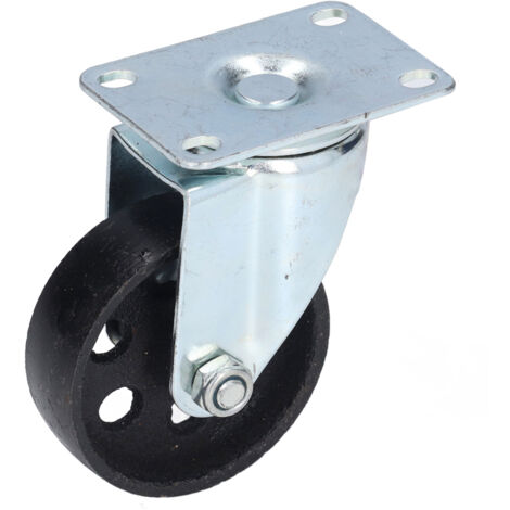 Rueda giratoria de hierro fundido de 8,9 cm (3,5 pulgadas) con doble rodamiento, accesorio resistente para carros.