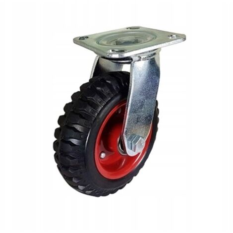 Rueda giratoria de placa de acero con neumático de 160 mm