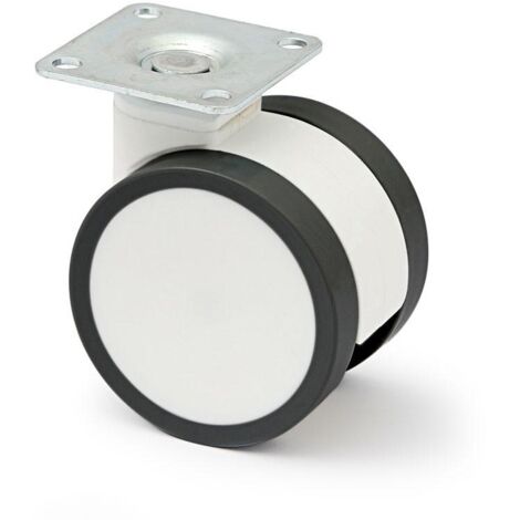 rueda giratoria duncan d65 h81 plástico bl/ng sin freno rueda blanca con aro poliuretano color negro. freno sin freno