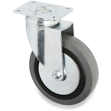 rueda giratoria jade plus aro de goma ø100 plástico zincado placas antihilo y doble hilera de bolas.