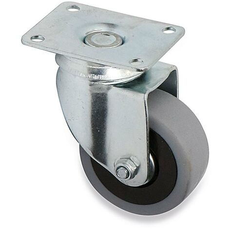 rueda giratoria jade plus aro de goma ø60 plástico zincado placas antihilo y doble hilera de bolas.