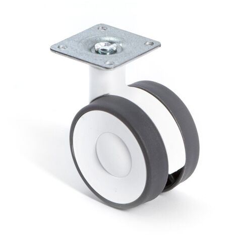 rueda giratoria kroos aro doble ø60 con placa acabado blanco freno sin freno