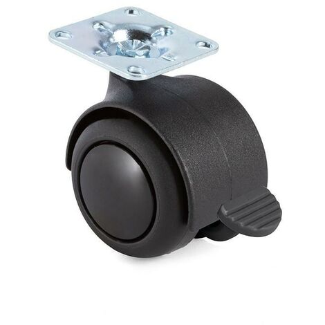 rueda giratoria modelo onixa con aro de goma ø50 con placa y freno