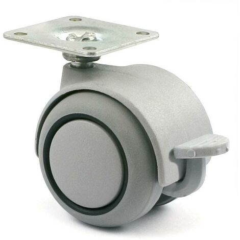 rueda giratoria onix aro de goma ø50 gris plástico fr- banda rodadura de goma, aro central negro