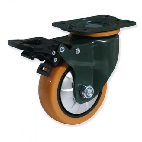 RUEDA GIRATORIA PLACA PU 125mm CON FRENO
