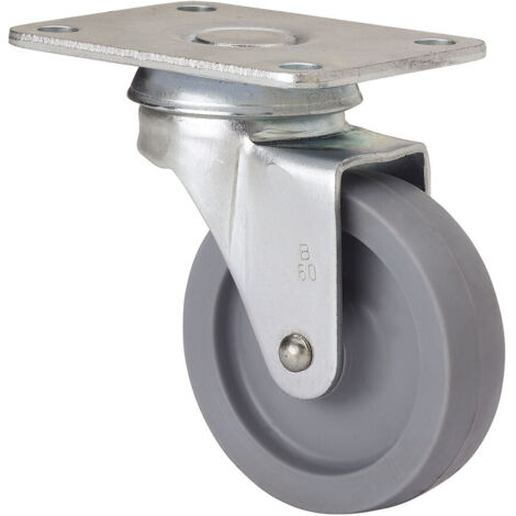 Rueda Giratoria Poliamix Ø3cm 15kg Gris Con Placa Y Eje Liso