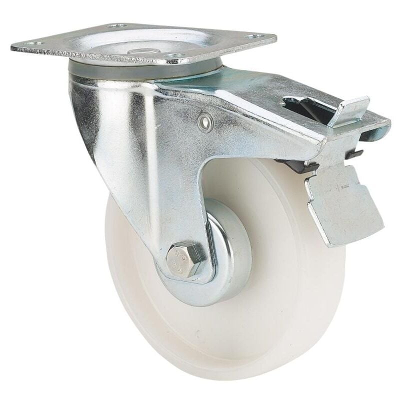 Alex - rueda giratora placa freno 130.1-100-3 cp poliamix blanco eje liso