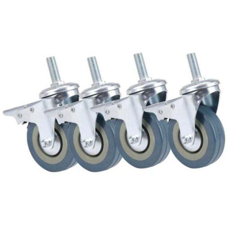 Rueda giratoria resistente de 75 mm con carro, XU, frenos, ruedas para muebles, juego completo de 4 - KZQ