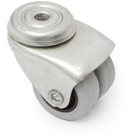rueda giratoria rota aro doble goma ø40 tp zincado taladro pasante diamtero 10mm.