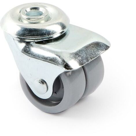 rueda giratoria rumbo aro doble plastico ø40 tp zincado taladro pasante diametro 10mm.