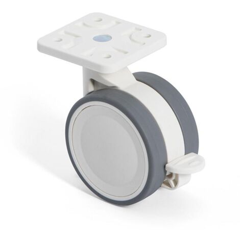 rueda giratoria vega con aro de goma ø60 con placa acabado blanco freno con freno