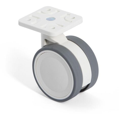 rueda giratoria vega con aro de goma ø60 con placa acabado blanco freno sin freno