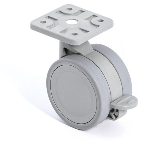 rueda giratoria vega con aro de goma ø60 con placa acabado gris freno con freno