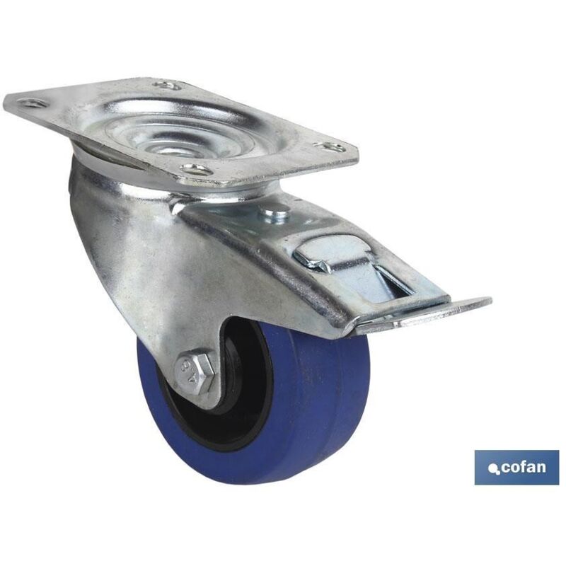 

Rueda goma azul placafreno Ø100x35mm