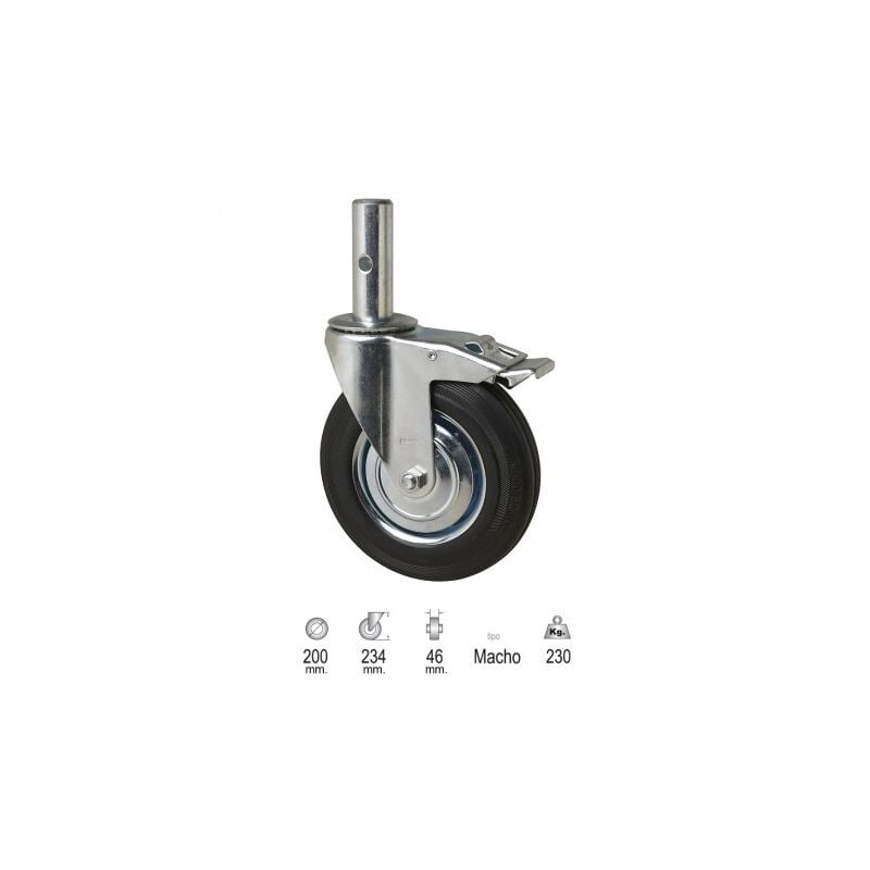 

Rueda industrial andamio (macho) 200 mm.
