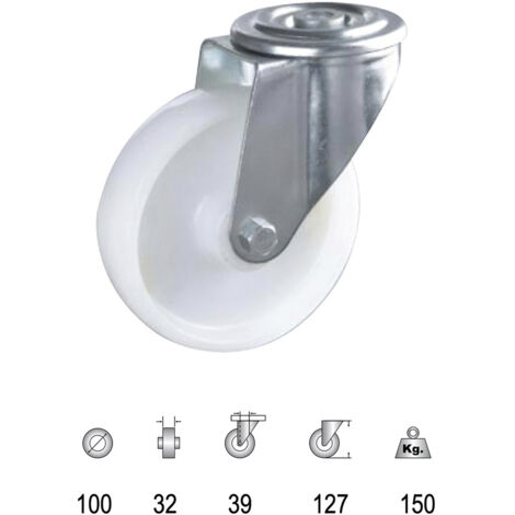 Rueda Industrial Nylon Pasante 100mm