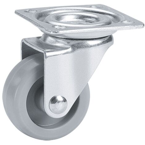 RUEDA MOBILIARIO 40 Ø GOMA GRIS PLACA 46X46 30 KG=18H0332