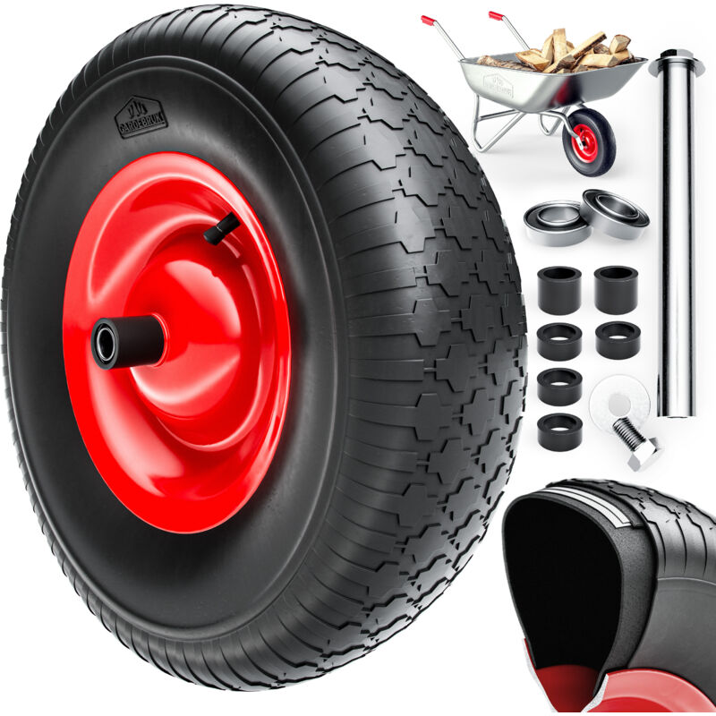 Rueda para carretilla de goma Amarillo con eje incluido Neumático - 101616