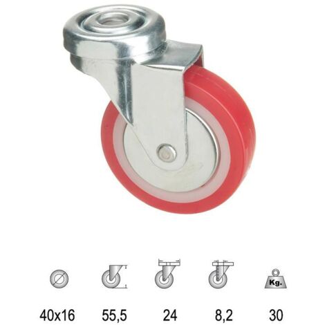 Rueda Poliuretano Pasante 40 mm.