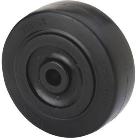rueda tpgn100-12-40 nucleo nylon negro y banda goma negra eje liso