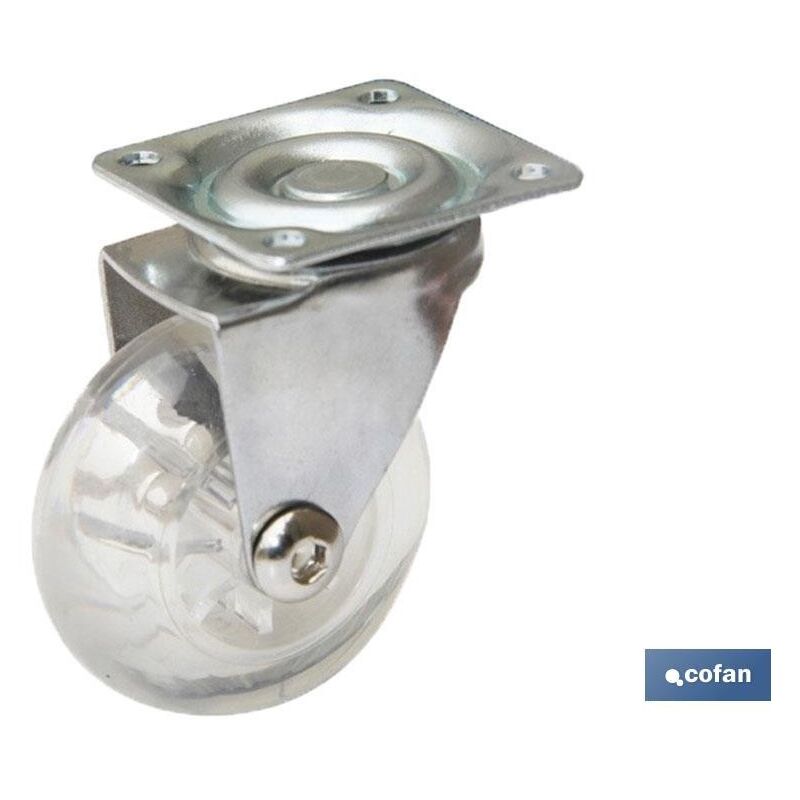 

Rueda transpcromado placa pu Ø35mm