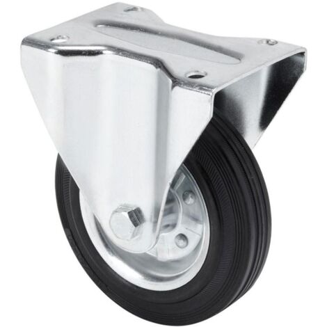 RUEDAS ALEX rueda fija  125-080-2 metalico-goma negra eje rodillos
