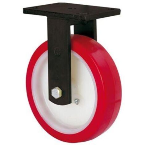 RUEDAS ALEX rueda fija  17hlb150-po nylon blanco-poliur.rojo eje liso