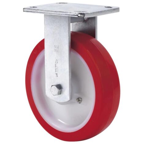 RUEDAS ALEX rueda fija  17slr150-po nylon blanco-poliur.rojo eje liso