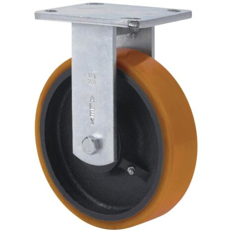 RUEDAS ALEX rueda fija 17slr200-hub hierro-poliur.naranja eje bolas