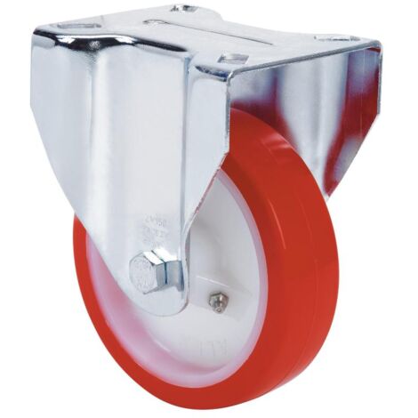 RUEDAS ALEX rueda fija  17zv200-po nylon blanco-poliur.rojo eje liso