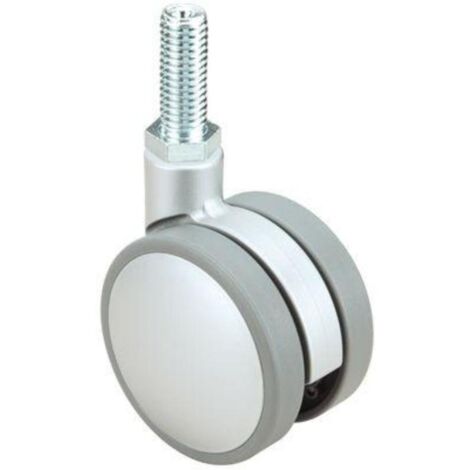 RUEDAS ALEX rueda giratora espiga roscada m10x25 50dkp75 nylon-plateada