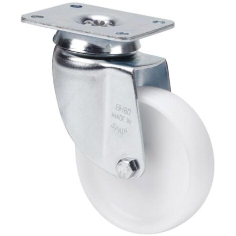 RUEDAS ALEX rueda giratora placa 10bh100-sl plastico blanco eje liso