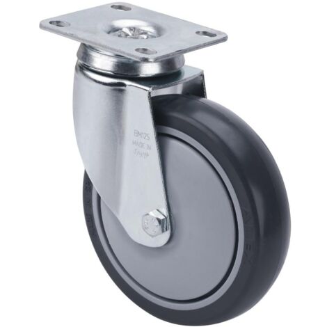 RUEDAS ALEX rueda giratora placa 10bha100cp-pgaisb goma gris eje bolas